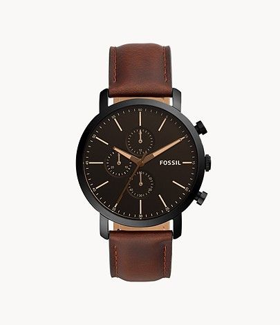 Luther Chronograph Brown Leather Watch | Fossil (US)