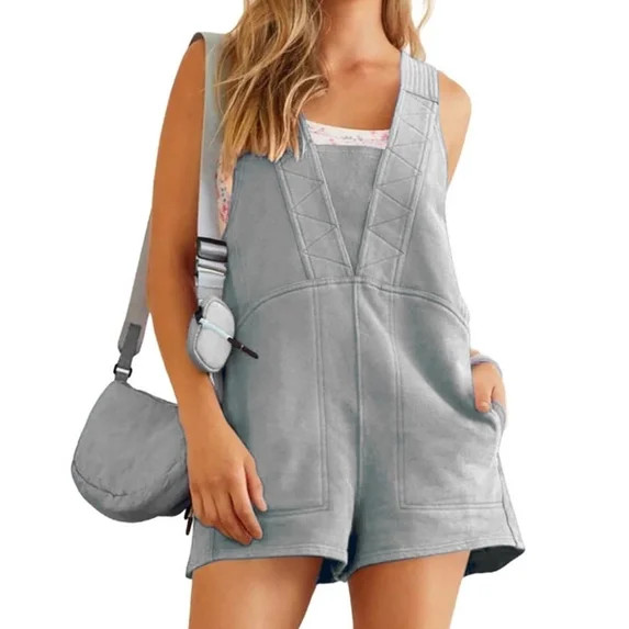 Summer Casual Romper Sleeveless Athletic Short Jumpsuit Workout Loose Fit Outfits | Walmart (US)