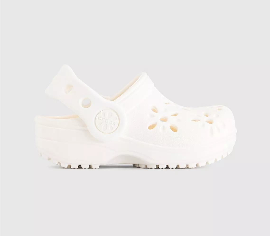 Crocs Classic Floral Cut Out Toddler Clogs Chalk - Unisex | Office Shoes (UK)