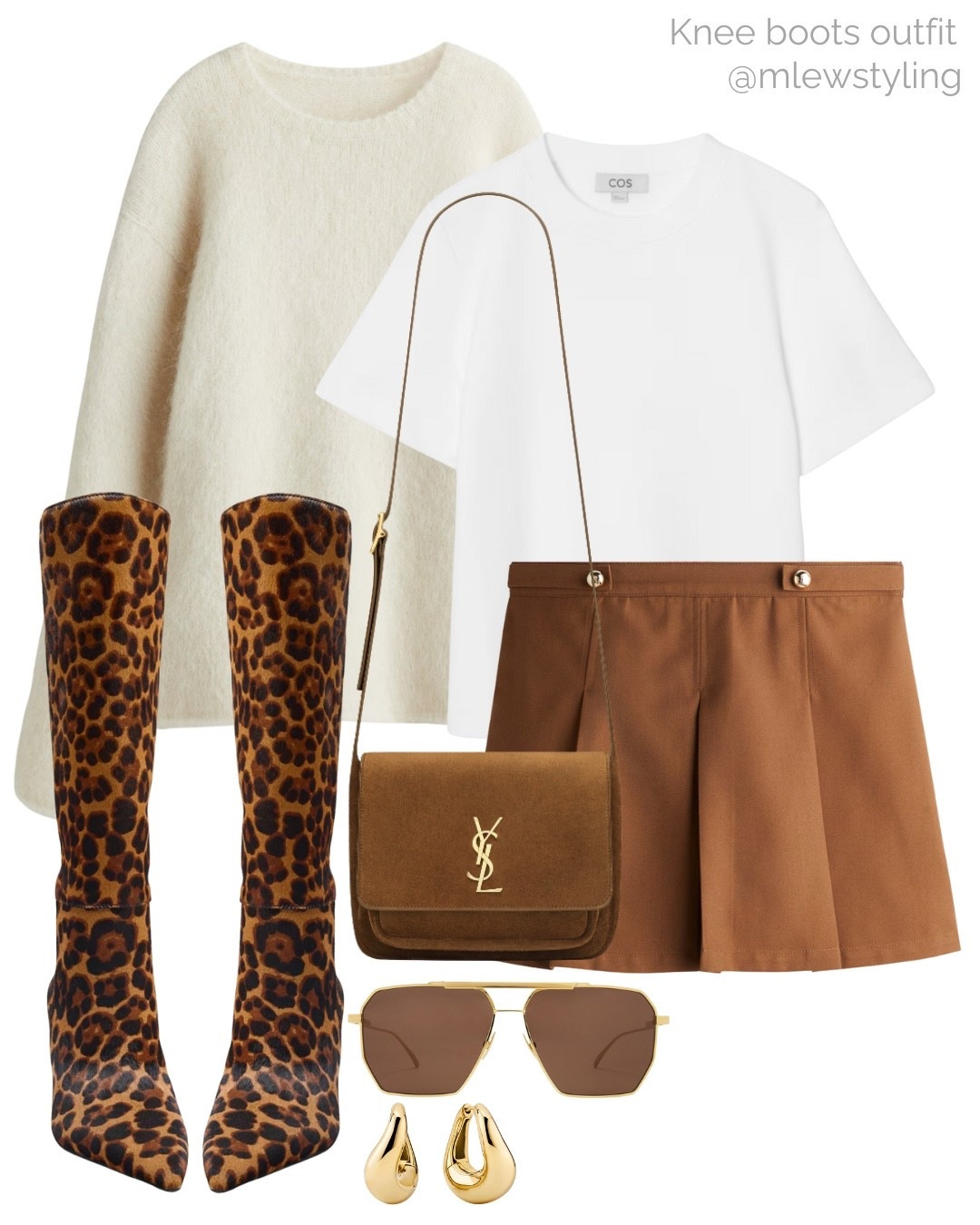 Leopard print knee boots outfit 🐆

Tags: fall fashion, autumn outfit, new in Zara leather boots, ysl suede bag, bottega veneta aviator sunglasses, COS white t-shirt, H&M mohair sweater, neutral aesthetic, capsule wardrobe, brown skort skirt

#LTKShoeCrush #LTKStyleTip #LTKItBag