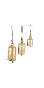 Deco 79 Metal Decorative Cow Bells Tibetan Inspired with Jute Hanging Rope, Set of 3 10",8",6"H, ... | Amazon (US)