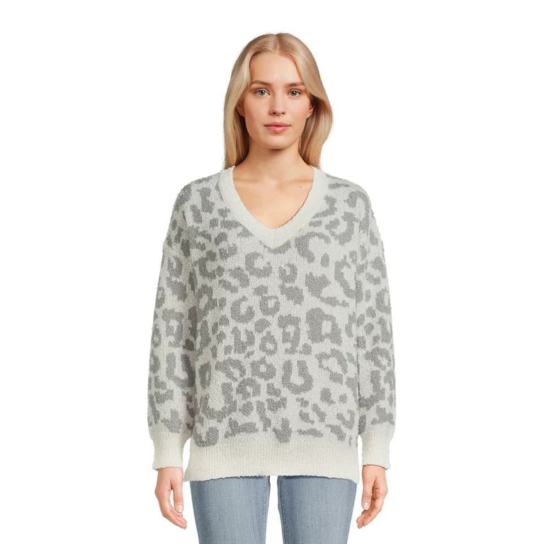 Dreamers By Debut Women's Oversized Tunic V Neck Sweater, Midweight | Walmart (US)