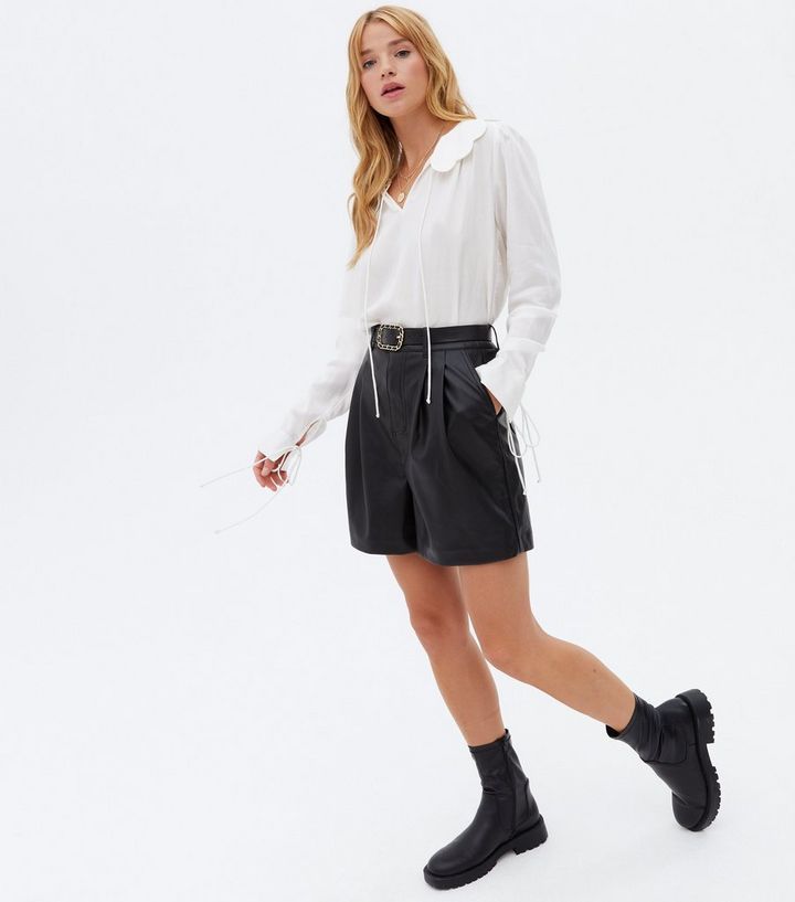 Black Leather-Look Belted High Waist Shorts
						
						Add to Saved Items
						Remove from Sav... | New Look (UK)