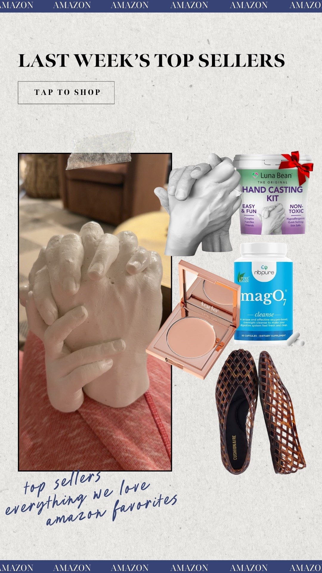 Last weeks top Amazon seller! Hand mold casting kit (couples XL), under eye corrector, magnesium pills & the most comfortable jelly shoes!

#LTKMidsize #LTKSeasonal #LTKmomlife