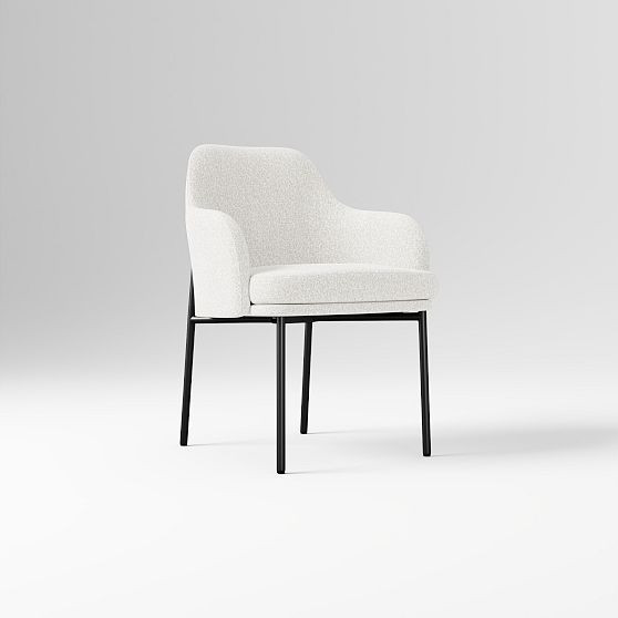 Jack Metal Arm Dining Chair, Chunky Boucle White, Dark Bronze | West Elm (US)