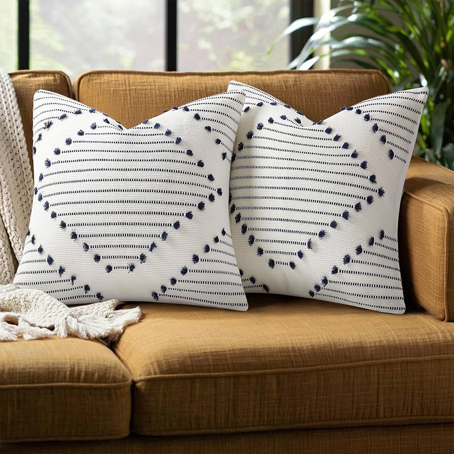 Mecatny Boho Summer Outdoor Throw Pillow Covers 20X20 Set of 2, Farmhouse Decorative Pillow Cover... | Amazon (US)