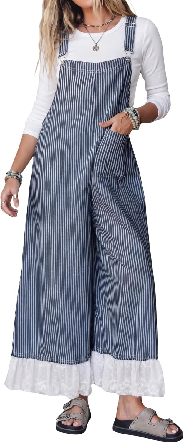 Himosyber Women's Overalls Striped Wide Leg Jumpsuits | Amazon (US)