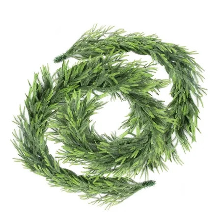Nafresh 2Pcs 9ft Real Touch Norfolk Pine Garland, 108" Realistic Faux Christmas Garland for Fireplace Table Stair Window Front Door Decor | Walmart (US)