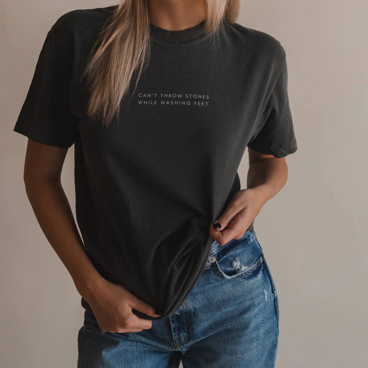 Can't Throw Stones Tee- Charcoal | Dear Heart