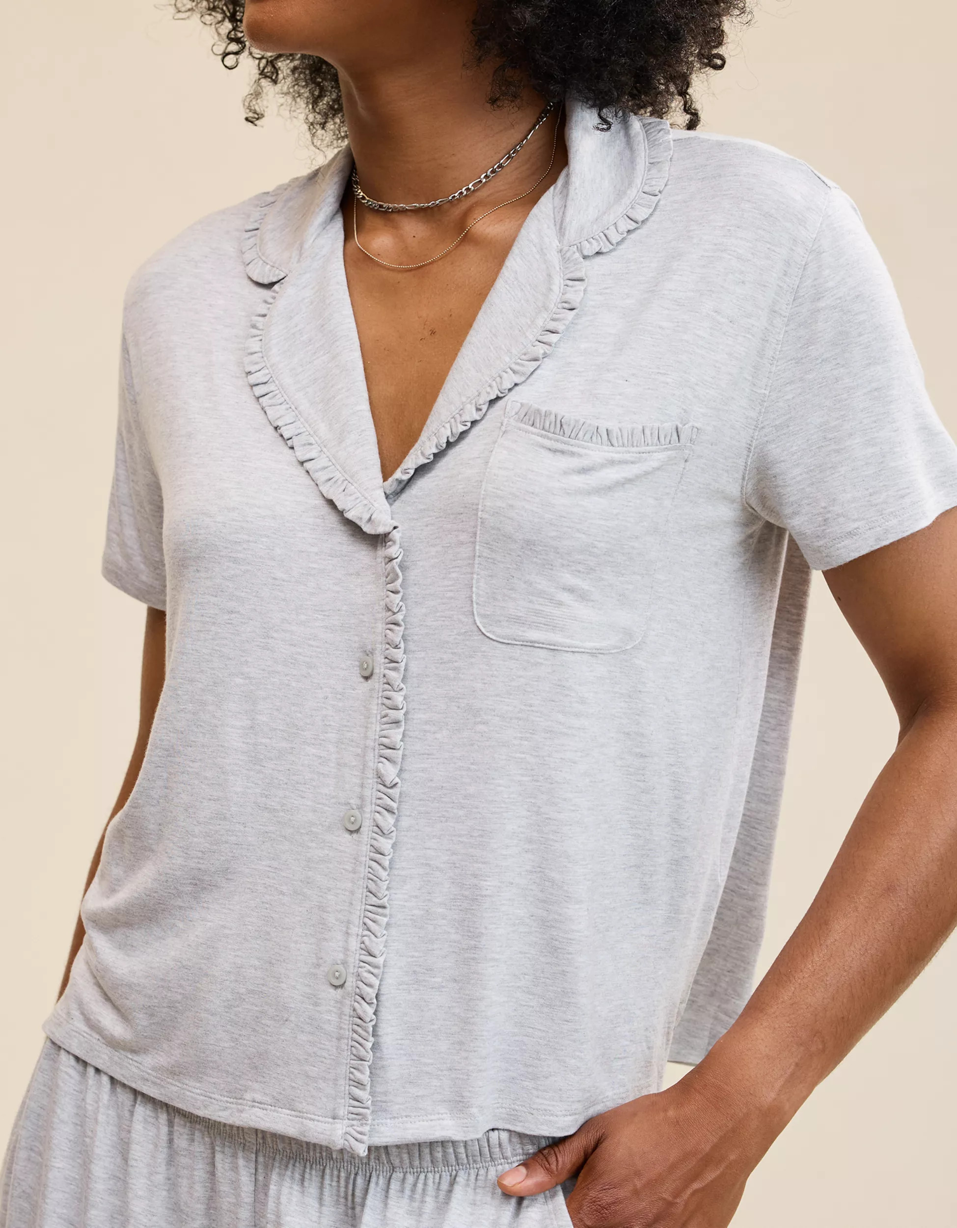 Aerie Real Soft® Ruffle Pajama Shirt | Aerie