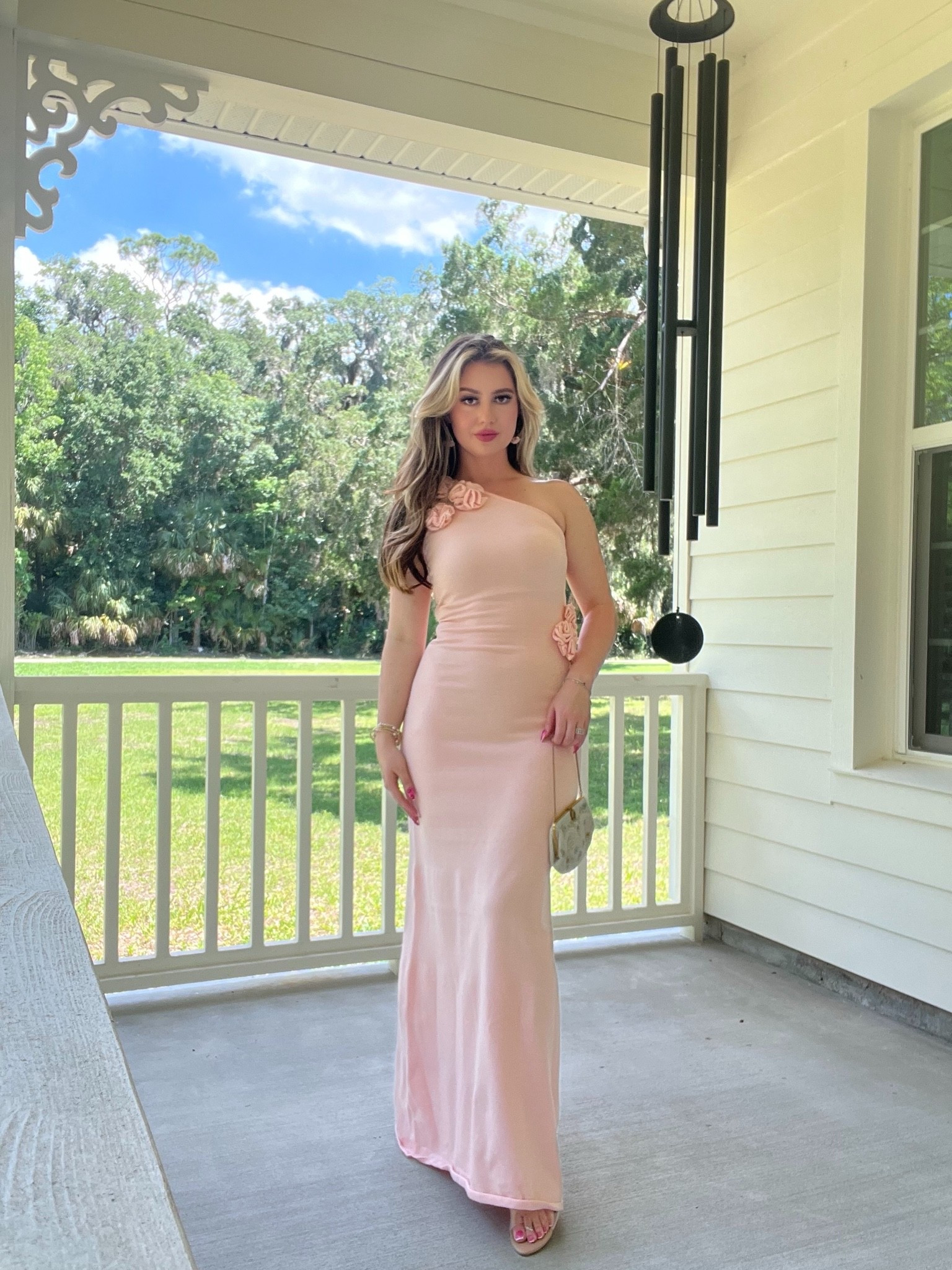 wedding guest dress summer😇 peachy pink perfection. Love the floral details. I paired with a Vintage evening bag I thrifted but @Anthropologie has some amazing options :)

#LTKgrwm #LTKxMadewell #LTKootd