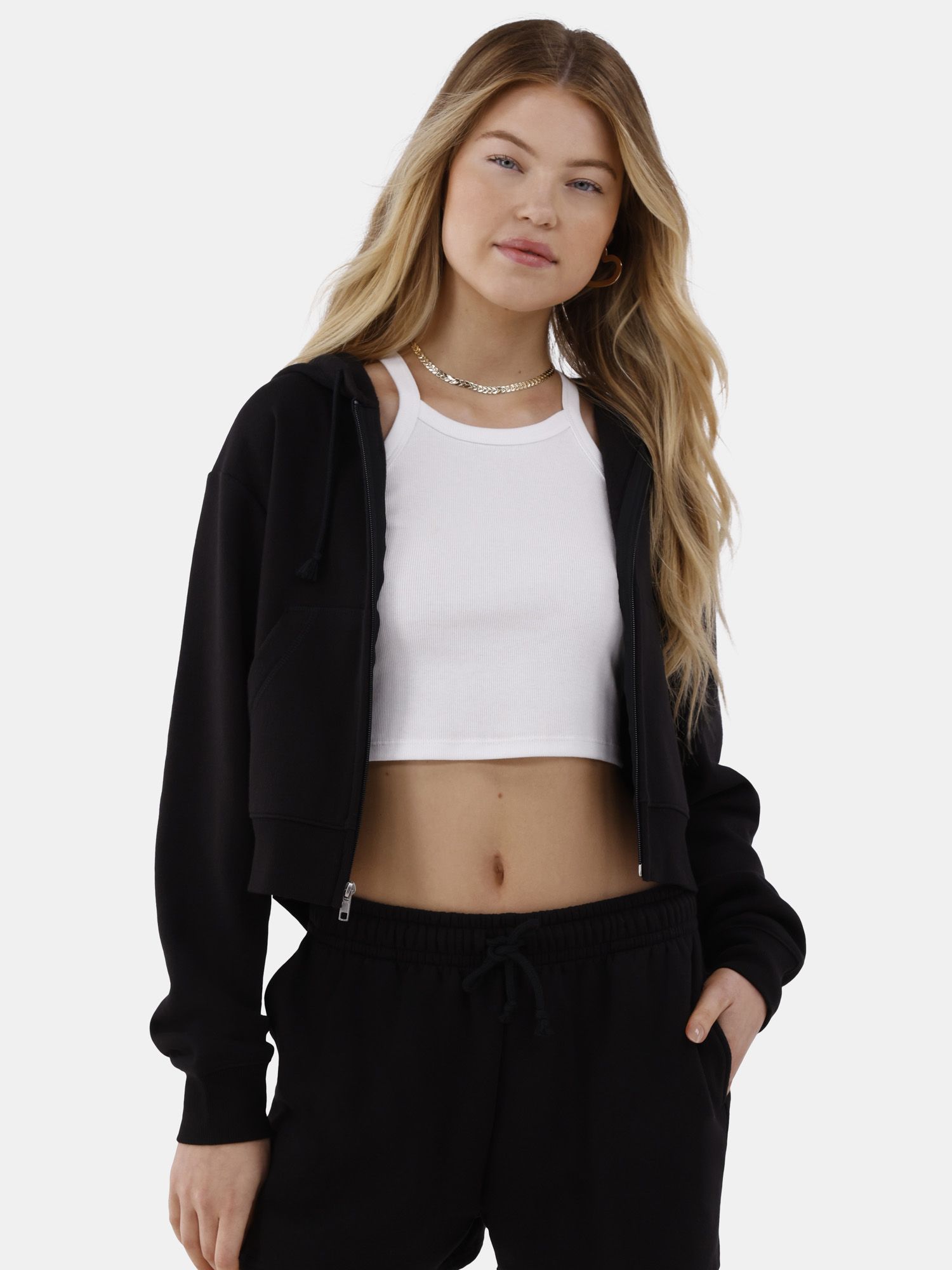 No Boundaries Cropped Zip Hoodie, Women’s - Walmart.com | Walmart (US)