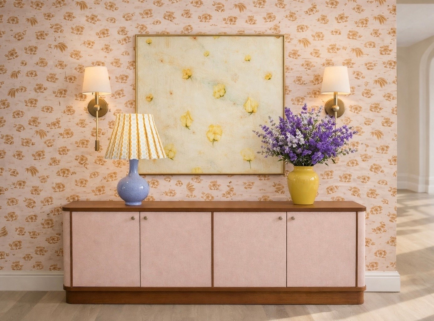 Easter palette, but keeping it grounded.
Soft pastels, warm lighting, and layered textures that still feel intentional—even on a day like today.

Sometimes it’s not about perfect styling.
It’s about creating a space that still feels like yours. ✨ #LTKStyle #LTKSpring #EasterDecor #SpringDecor #PastelPalette #HomeStyling #InteriorDetails

#ConsoleCabinet #ConsoleTable #EntryTable #EntrywayStyling #EntrywayDecor
#TableLamp #DesignerLamp #LightingDesign #AccentLighting
#FloralArrangement #SpringFlorals #FreshFlowers #FlowerStyling #VaseStyling
#Artwork #WallArt #ArtStyling #GalleryWall
#Wallpaper #ChinoiserieWallpaper #PatternPlay #WallDecor
#HomeDecor #InteriorDesign #StyledSpace #DecorInspo

#LTKFestival #LTKHome #LTKSaleAlert