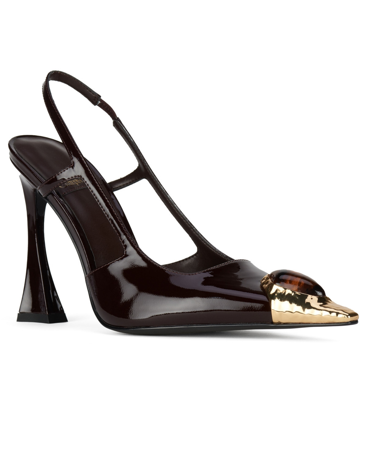 Jeffrey Campbell Women's Sorcerer Novelty Slingback Pumps - Wine Patent/Gold Metallic | Macy's