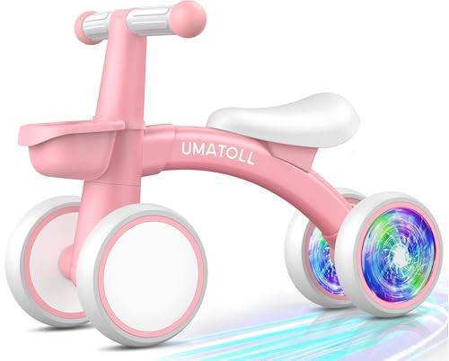 Umatoll Colorful Lighting Baby Balance Bike Toys for 1 Year Old Girl Gifts, Adjustable Seat, First Birthday Gifts, 12-24 Months Toddler Bike, Pink | Amazon (US)