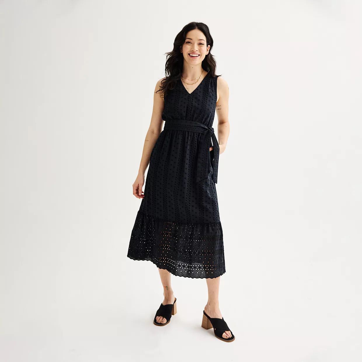 Women's Sonoma Goods For Life® Eyelet Belted Dress | Kohl's