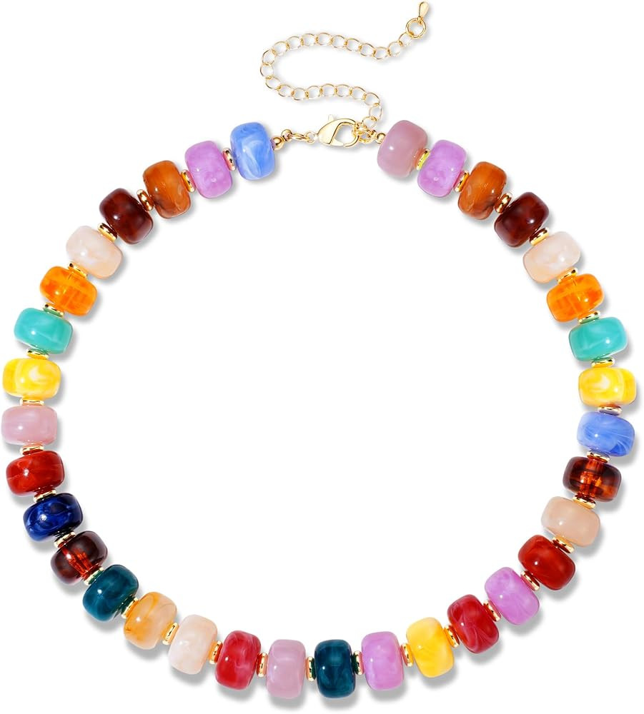 WEDDINEN Beaded necklace for Women Boho Bead Chunky Necklace Big Colorful Bead Necklace Fashion T... | Amazon (CA)