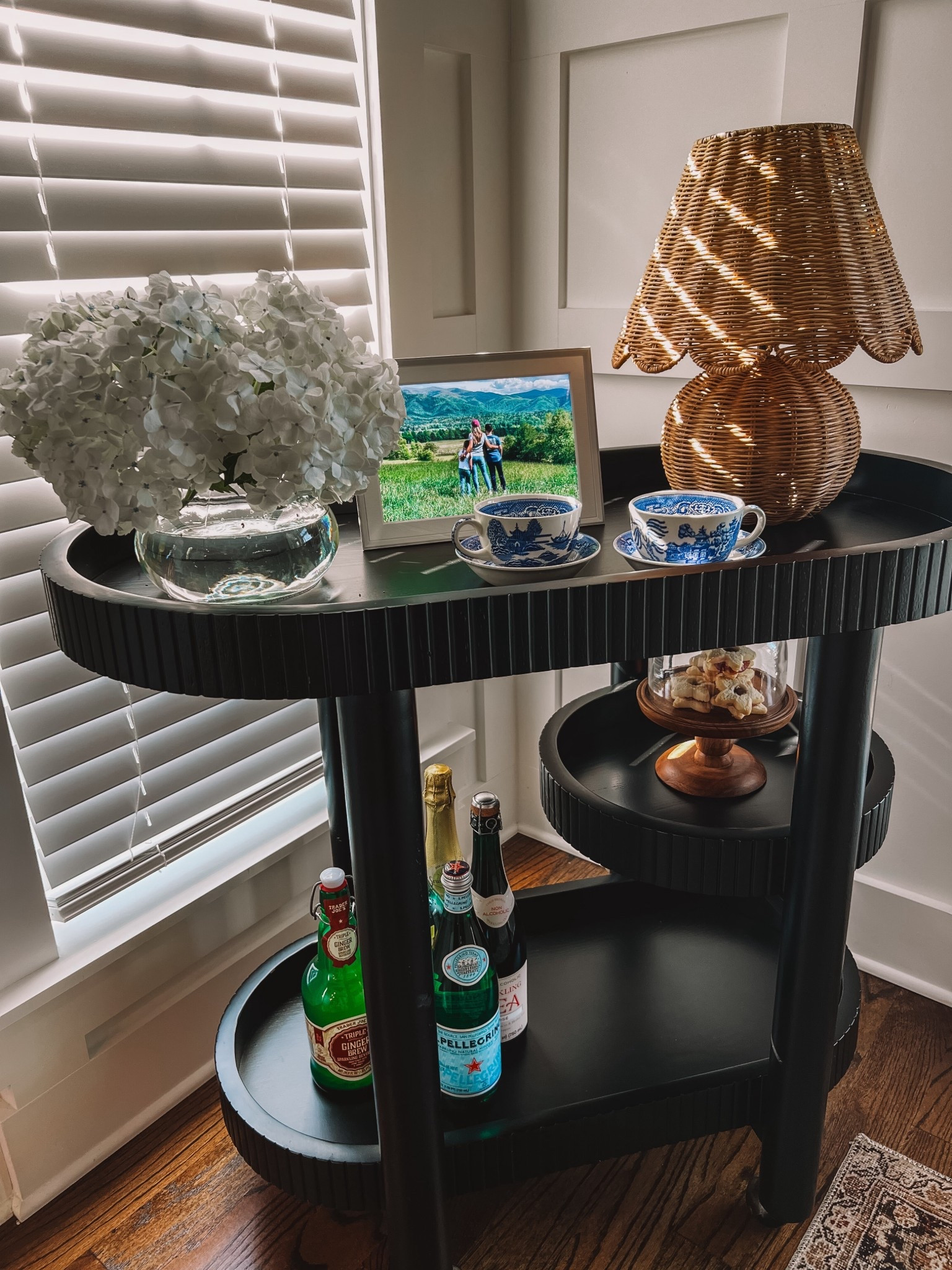 I’ve been so happy with this bar cart I found from Walmart! I love styling it in our dining room each season. Perfect for hosting with drink and dessert set up. 

#LTKWedding #LTKHome #LTKSeasonal