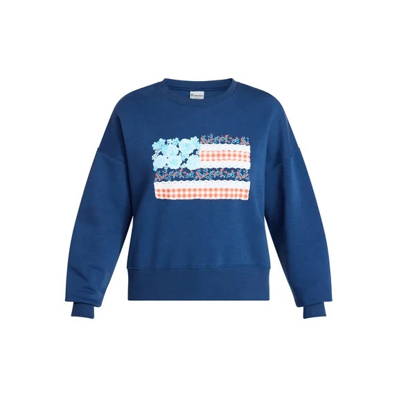 No Boundaries Boxy Graphic Sweatshirt with Long Sleeves, Women's XXS-XXL | Walmart (US)
