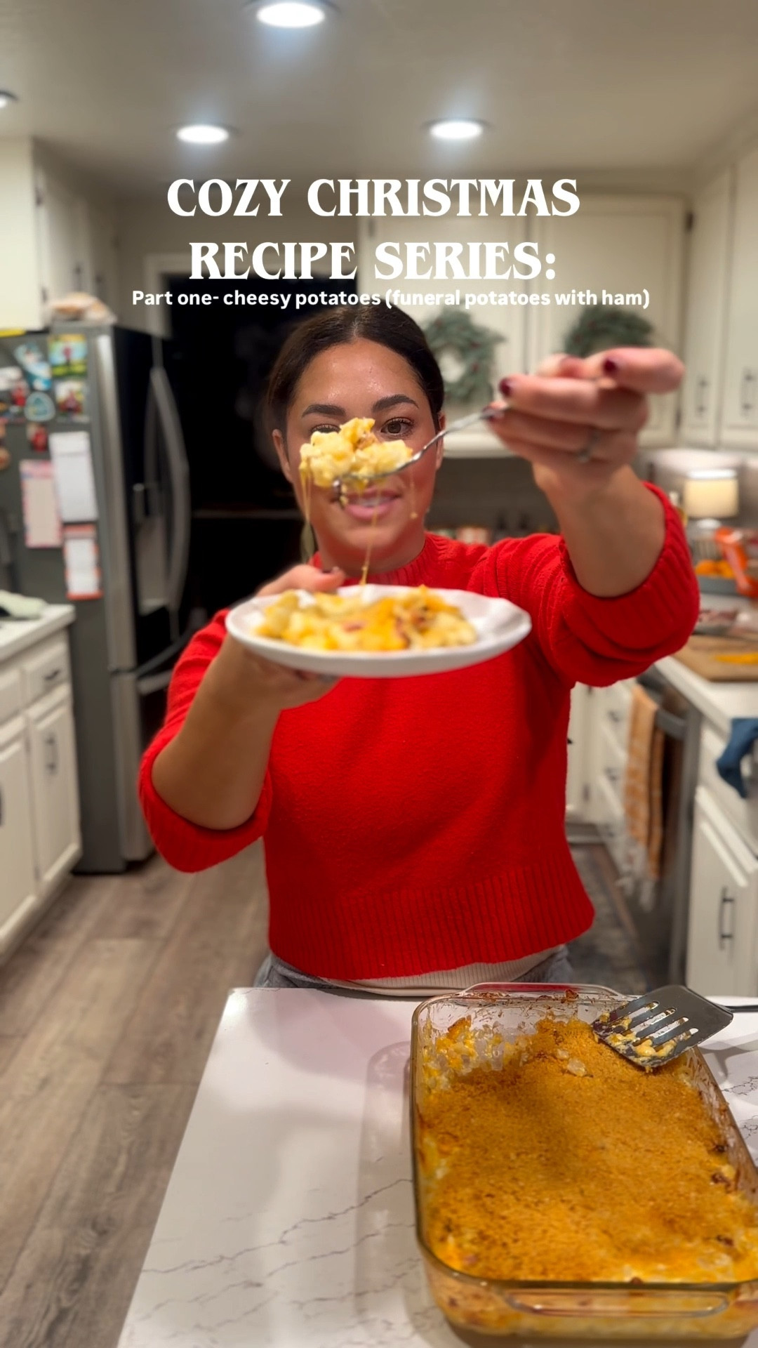 Save to dinner folder: 
32 oz cubed frozen hash browns
2 cups sour cream
2 cans cream of chicken soup
2 cups shredded cheddar cheese
1/2 cup melted butter (for the casserole)
1/4 cup of yellow onion 
1/4 cup melted butter (for the topping)
1 teaspoon salt
1/2 teaspoon black pepper
2 cups crushed cornflakes

To make them, mix the hash browns, sour cream, cream of chicken soup, cheddar cheese, the 1/2 cup melted butter, salt, and pepper until combined. Spread the mixture into a greased 9x13 baking dish. Combine the crushed cornflakes with the 1/4 cup melted butter, then sprinkle that evenly on top. Bake at 350°F for about 50–to an hour, until the center is hot and the top is golden and crisp.

And if you saved- please consider sharing! I know a friend will love this 🫶🏼 and follow @morganmdavis  for more home style cooking 🎄 #homemade #homestyle