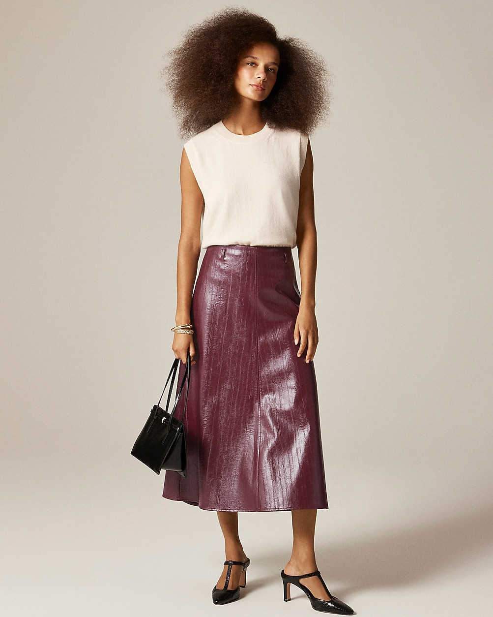Collection A-line skirt in faux eel-skin leather | J. Crew US