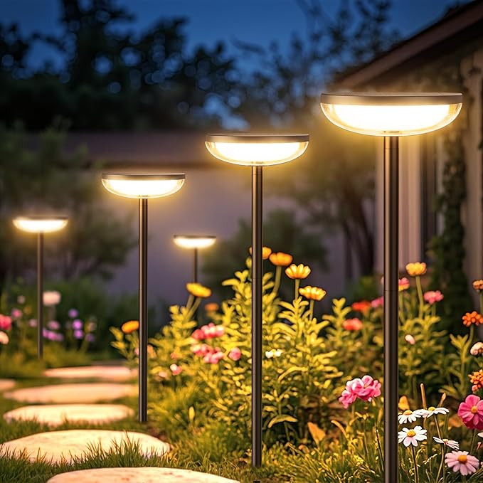 Solar Pathway Lights Outdoor, 6 Pack Tall Solar Garden Lights Outdoor Waterproof for Yard Flower ... | Amazon (US)