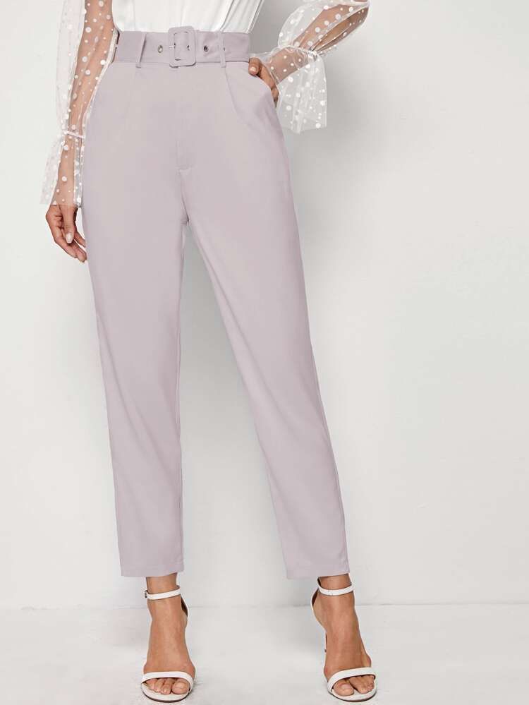 Adjustable Belted Cropped Tailored Pants | SHEIN