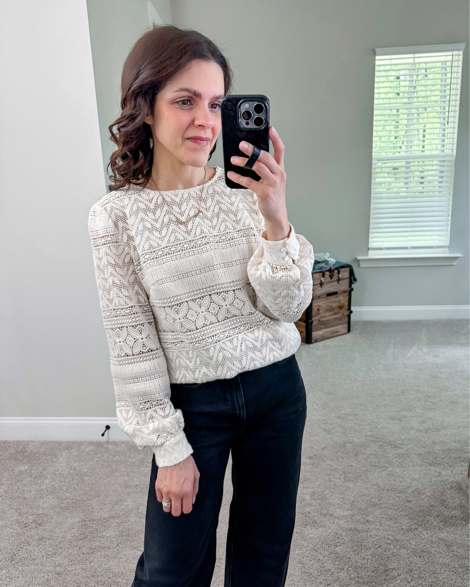 #ootd | Sézane blouse, high rise wide leg black jean, slide sandals, name necklace 

#LTKStyleTip