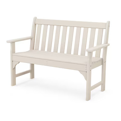 POLYWOOD Vineyard 48.5-in W x 32.25-in H Sand Plastic Garden Bench | Lowe's