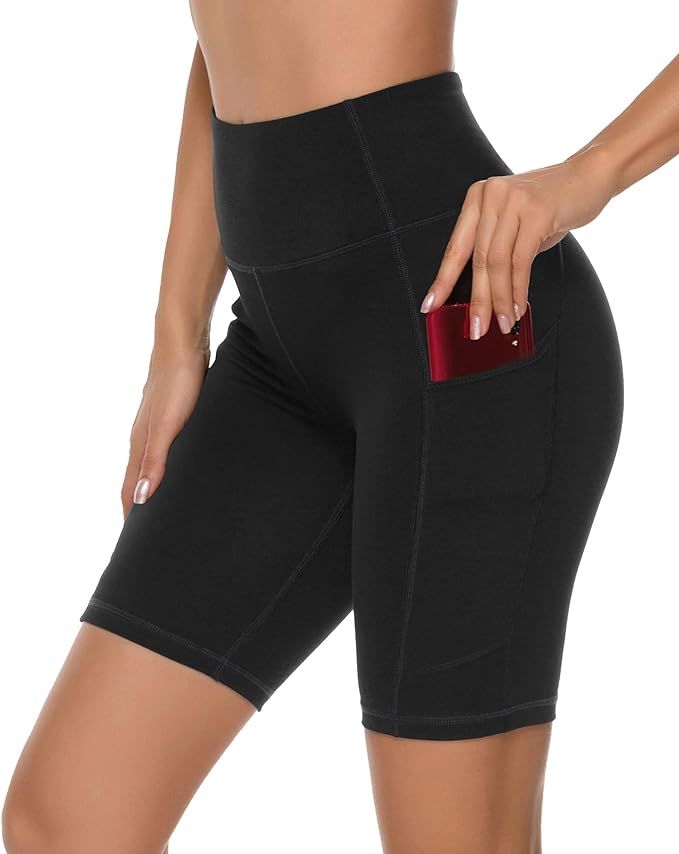 Stelle Women's 8"/ 5" High Waist Biker Shorts Yoga Shorts with Pockets Tummy Control Workout Shor... | Amazon (US)