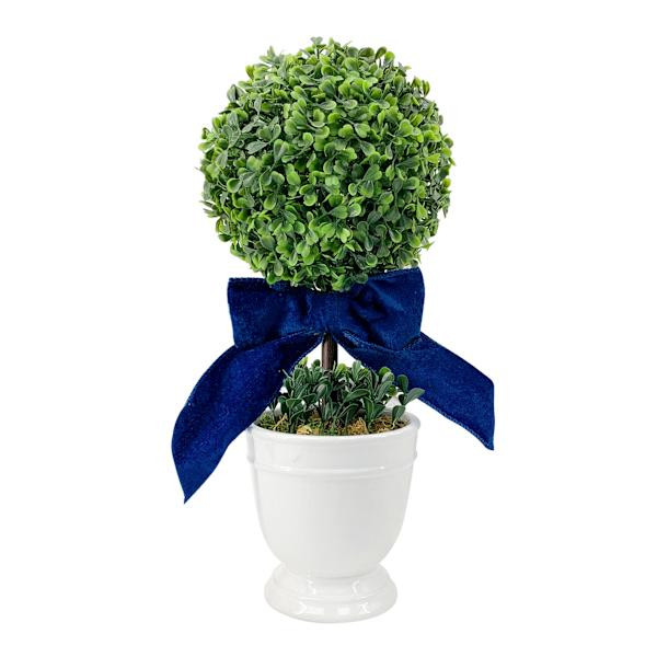 Providence Single Ball Boxwood Topiary in White Ceramic Pot, 16" | At Home