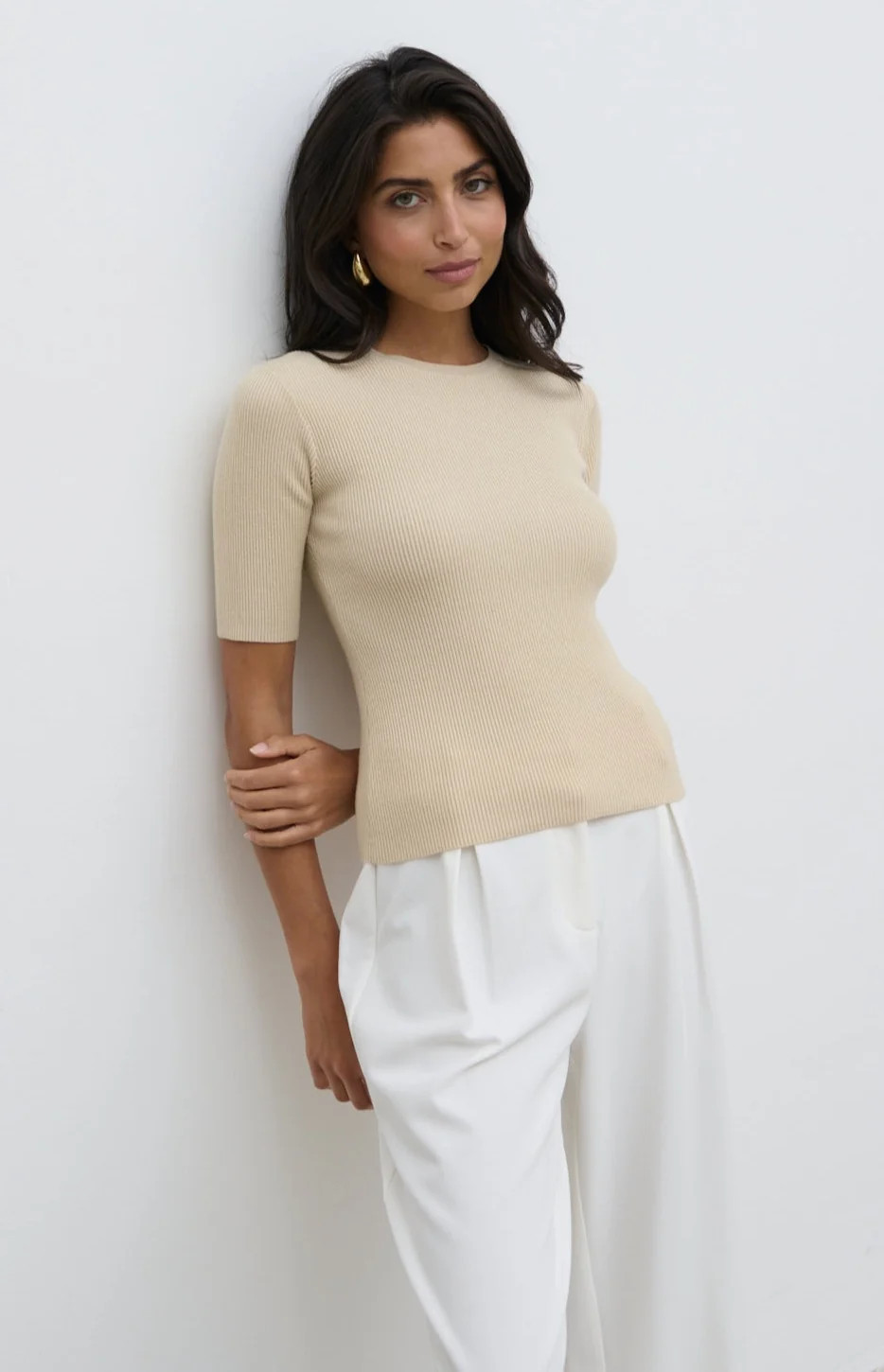 Jayla Knit Top - Beige | Pretty Lavish (UK)