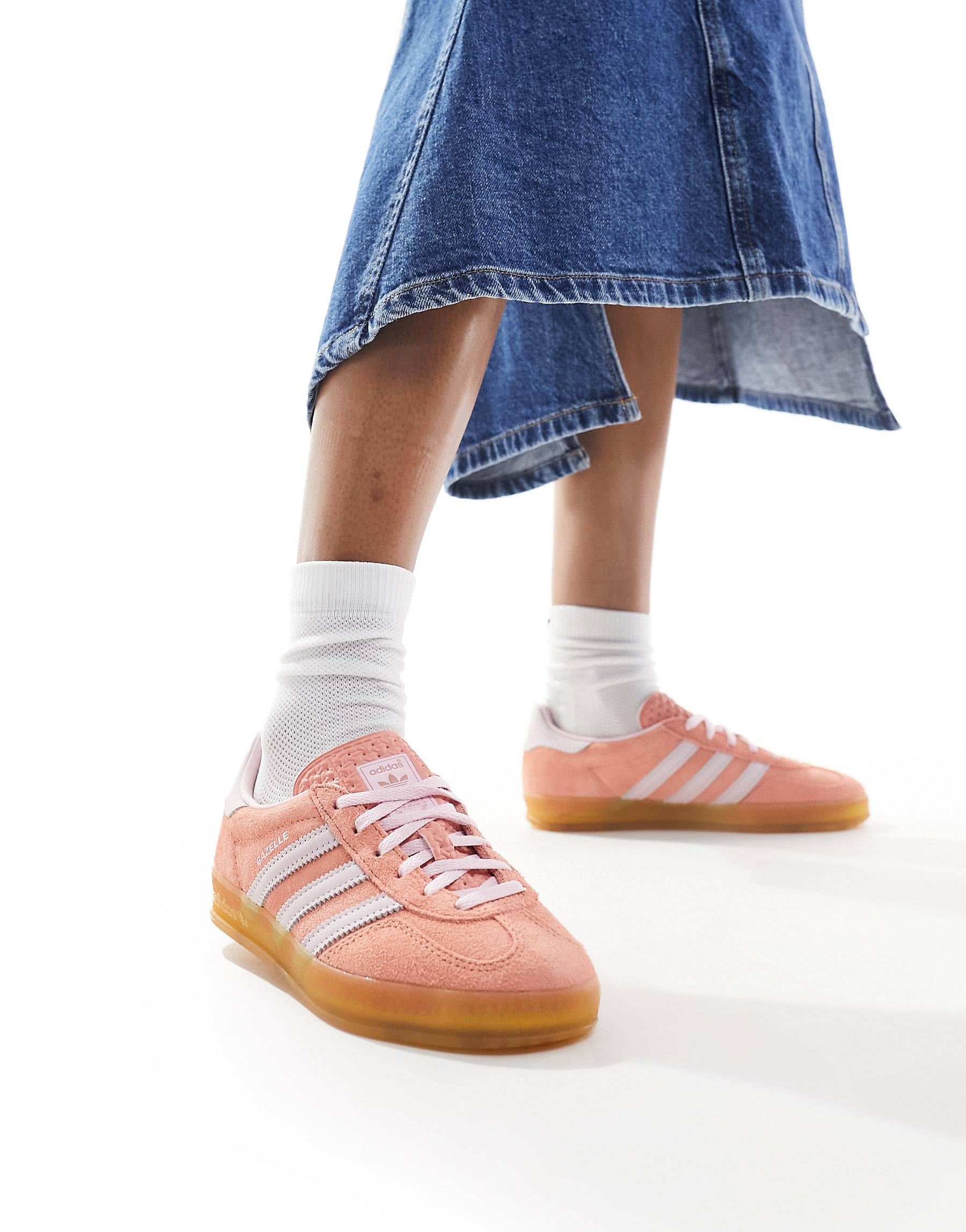adidas Originals Gazelle Indoor gum sole sneakers in orange and pink | ASOS | ASOS (Global)
