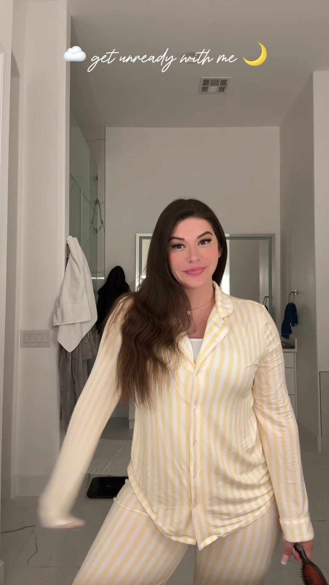 Nighttime routine 🫶🏼 & how cute and perfect are these yellow striped pajamas for spring?! 

#LTKFindsUnder100 #LTKWatchNow #LTKBeauty
