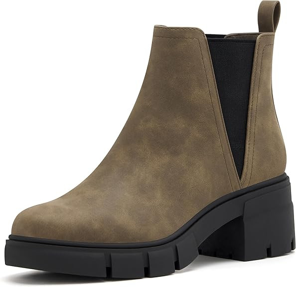 REDTOP Women's Chelsea Boots Elastic Chunky Block Heel Platform Lug Sole Ankle Booties | Amazon (US)