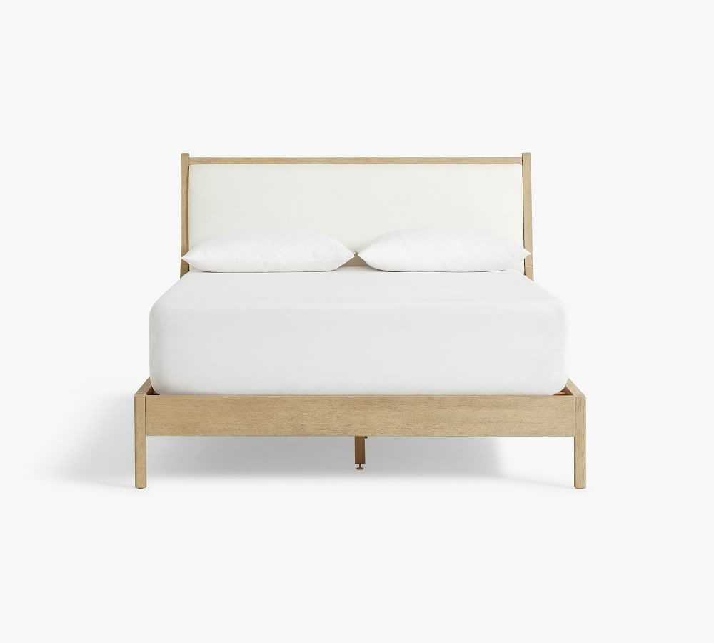 Lyell Upholstered Bed, Full, Basketweave Slub Ivory | Pottery Barn (US)