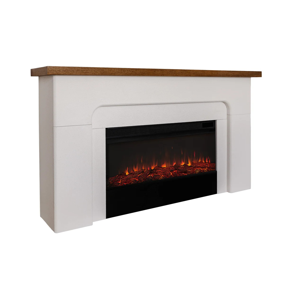 Helena 70" Landscape Electric Fireplace in White Stucco by Real Flame | Wayfair North America