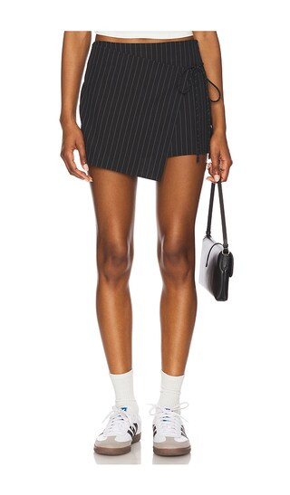 Margie Mini Skirt in Black Pinstripe | Revolve Clothing (Global)