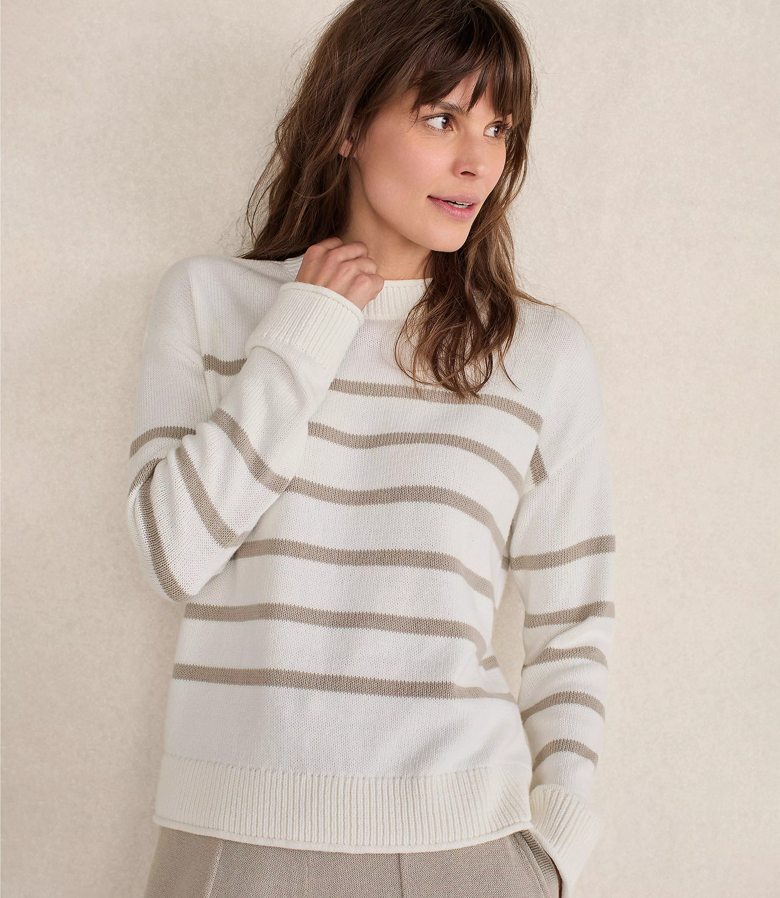Haven Well Within Organic Cotton Stripe Roll Neck Sweater | LOFT