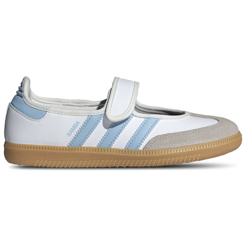 adidas Girls adidas Originals Samba Jane - Girls' Grade School Running Shoes White/Blue Size 6.5 | Champs Sports