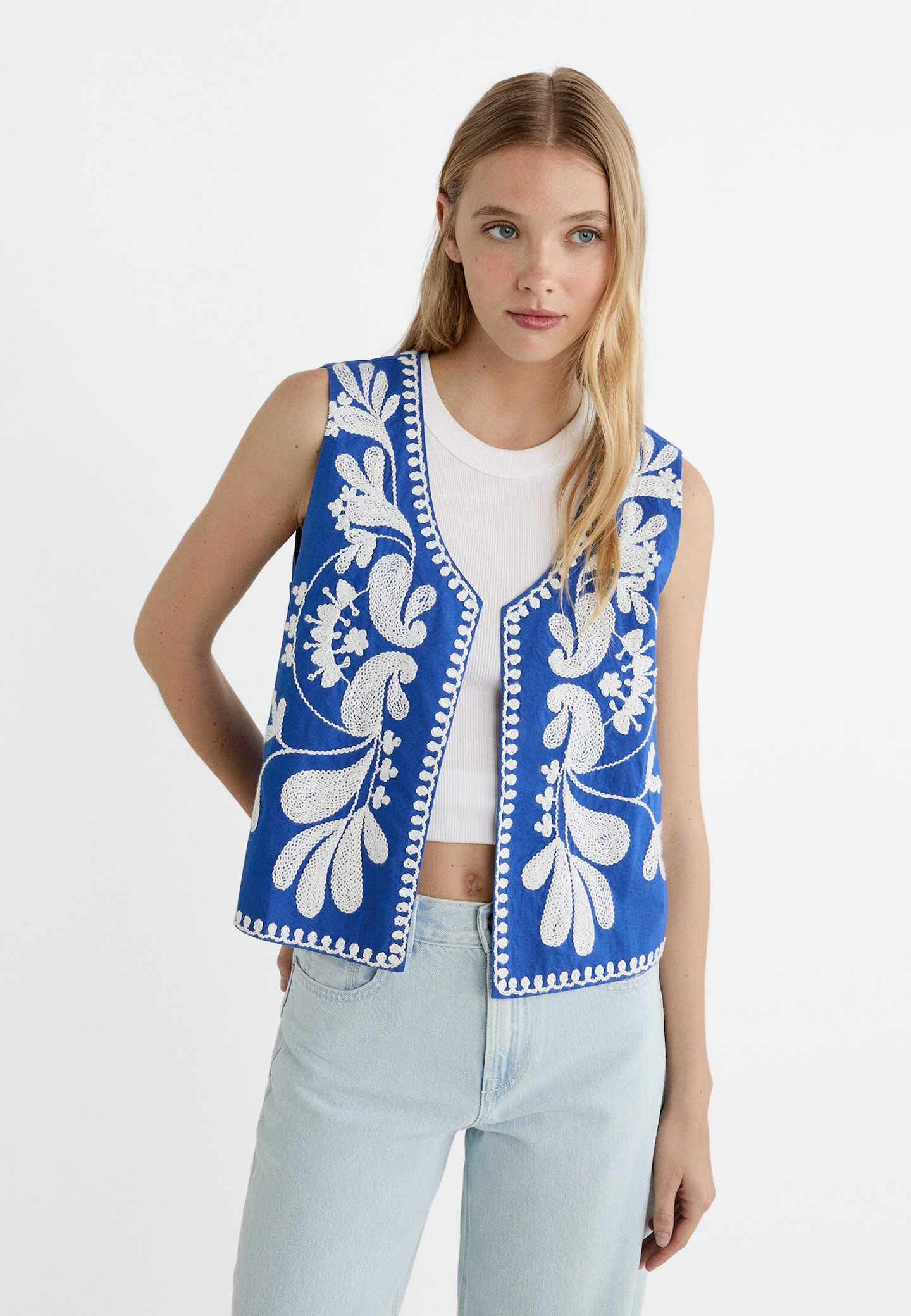 Gilet met combi borduursel | Stradivarius (NL)