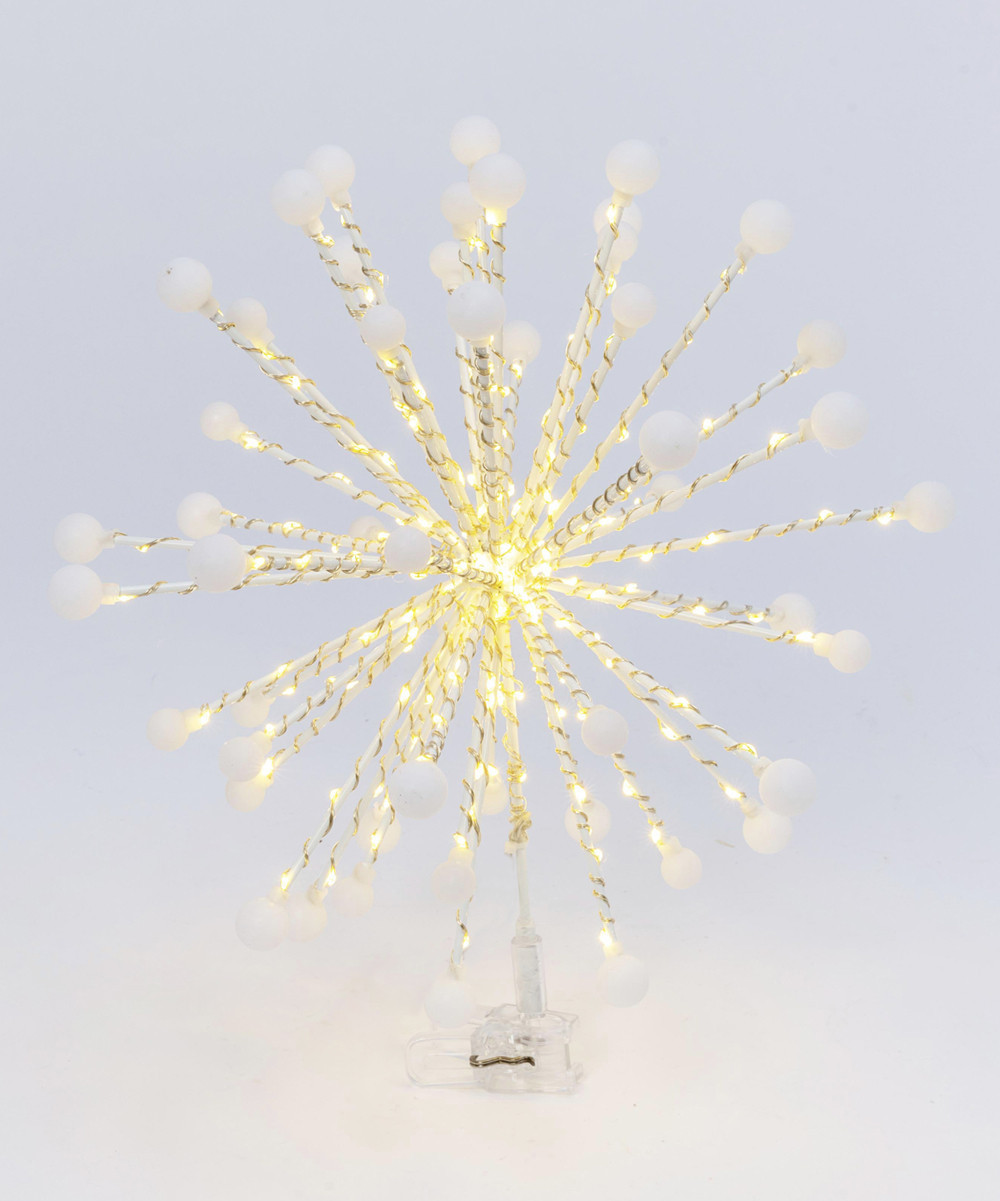 The Gerson Company Holiday Lighting - White & Glitter Light-Up LED Starburst Tree Topper | Zulily