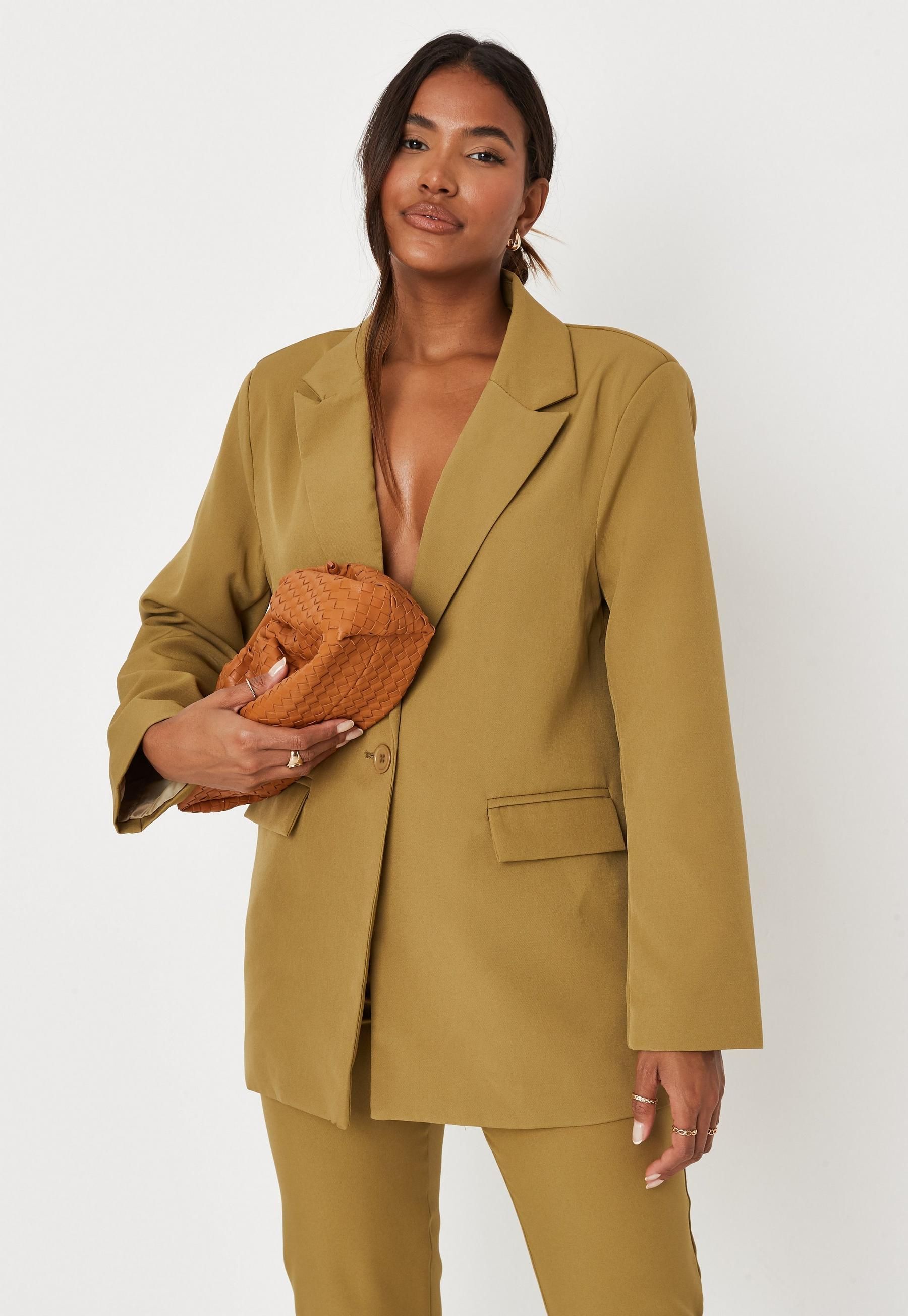 Missguided - Khaki Tailored Oversized Blazer | Missguided (US & CA)