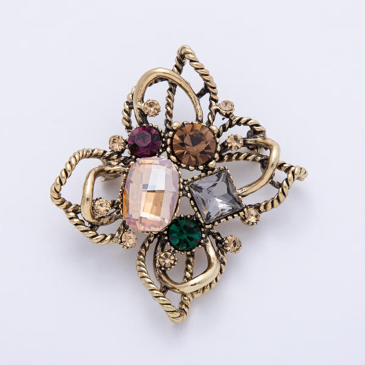 53mm Multicolor Brooch Antique Gold Retro Pin with Glass Diamond Crystals Statement Piece for Coats Bags Scarves Jewelry Accessory | BH004 | Etsy (Global)