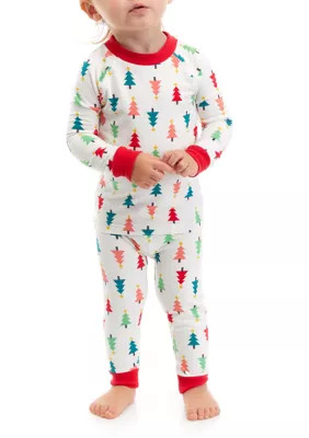 PAJAMARAMA Unisex Infant Merry Multi Trees Pajama Set | Belk