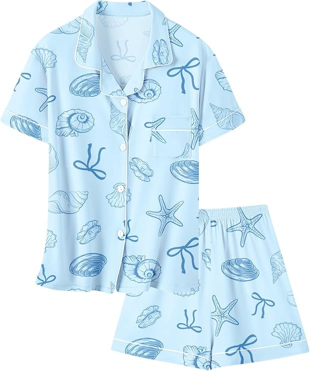 Umeyda Girls & Women Pajamas Set Soft Short Sleeve Sleepwear Button-Down Pjs Set Family Pajamas N... | Amazon (US)