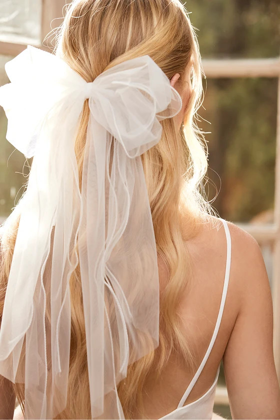 My Dearly Beloved White Organza Oversized Bow Hair Clip | Lulus (US)