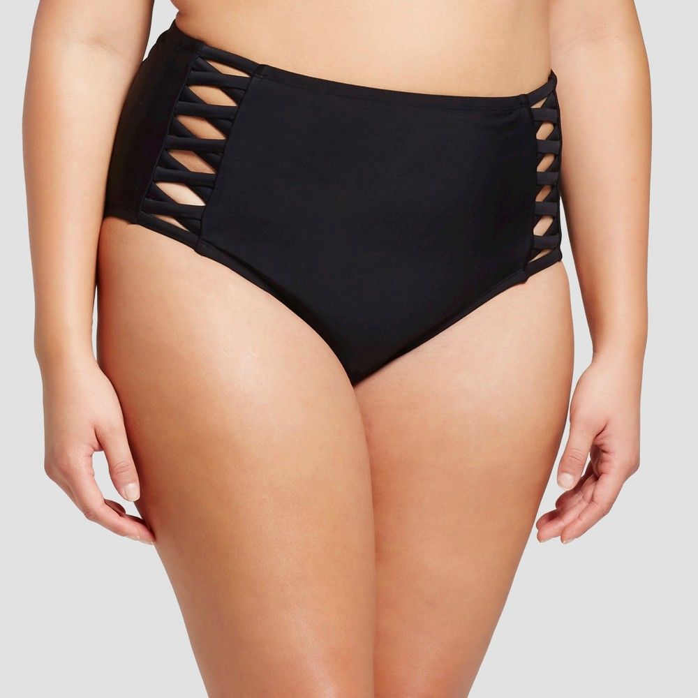 Women's Plus Size Strappy High Waist Bikini Bottom - Xhilaration Black 16with 18W | Target