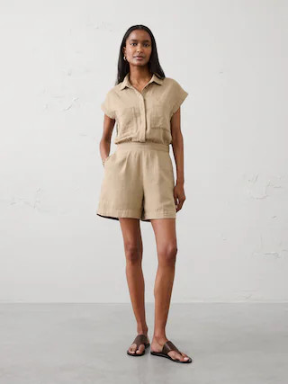 Gauze Pocketed Romper | Banana Republic Factory