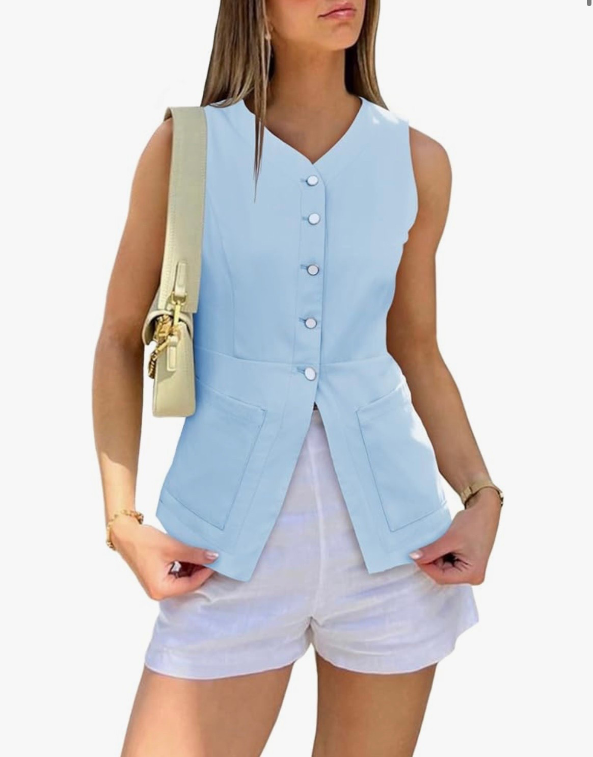 Womens Button Down Vest Tops Summer Fitted Sleeveless Tank Tops Dressy Casual Business Waistcoat 

#oldmoney
#style
#summeroutfits
#womensfashion


#LTKSeasonal #LTKFindsUnder50 #LTKStyleTip